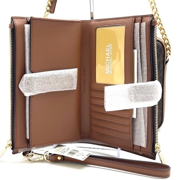 Michael Kors Large EW Crossbody Bag & Large Double Zip Wallet Brown - Picture 11 of 13